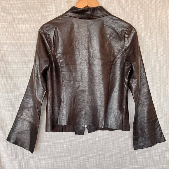 Vintage Dark Brown Fitted Leather Jacket Distressed Rare Buzz 18 Celeb Y… - Picture 11 of 17